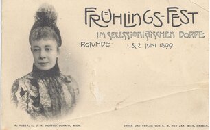 Obr. 1: Upomínková pohlednice z roku 1899 na Svátky jara, [papír, 9 x 13,5 cm]. Mobiliární fond Plasy, inv. č. PY01761. 