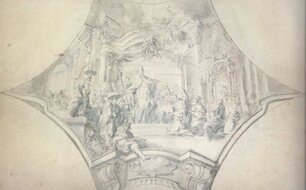 Papež Alexandr III. prohlašuje Bernarda z Clairvaux za svatého, 1735, kresba perem a štětcem, 392x514 mm, sign. 62/49.  Kresba je předlohou pro nástropní fresku v JZ rohu ambitové chodby před vstupem do kaple sv. Bernarda.