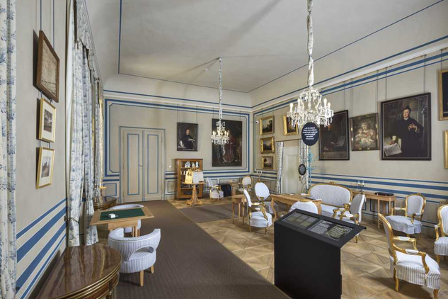 Pohled do metternichovského salonu v nově obnoveném Zámku Metternichů, Národní památkový ústav, generální ředitelství, foto Michal Mráz, 2023.